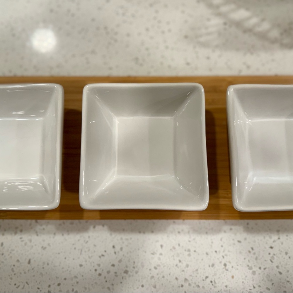 Food Network 3 Square Dip Bowls With Tray